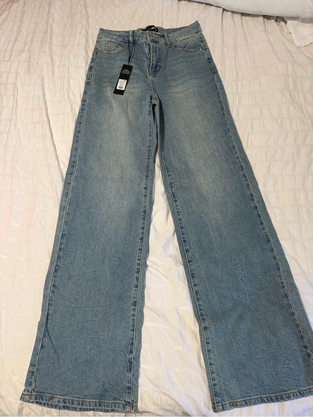 Fashion Nova Light Blue Wide-Leg Flare Jeans